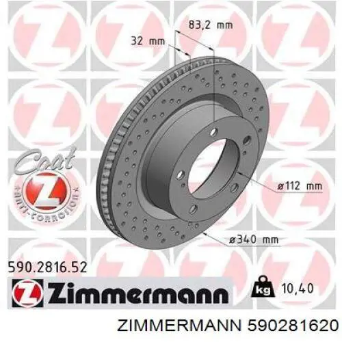 590281620 Zimmermann disco de freno delantero