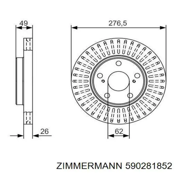 590.2818.52 Zimmermann disco de freno delantero