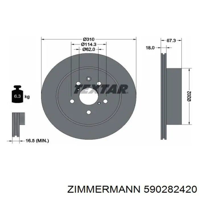 590.2824.20 Zimmermann disco de freno trasero