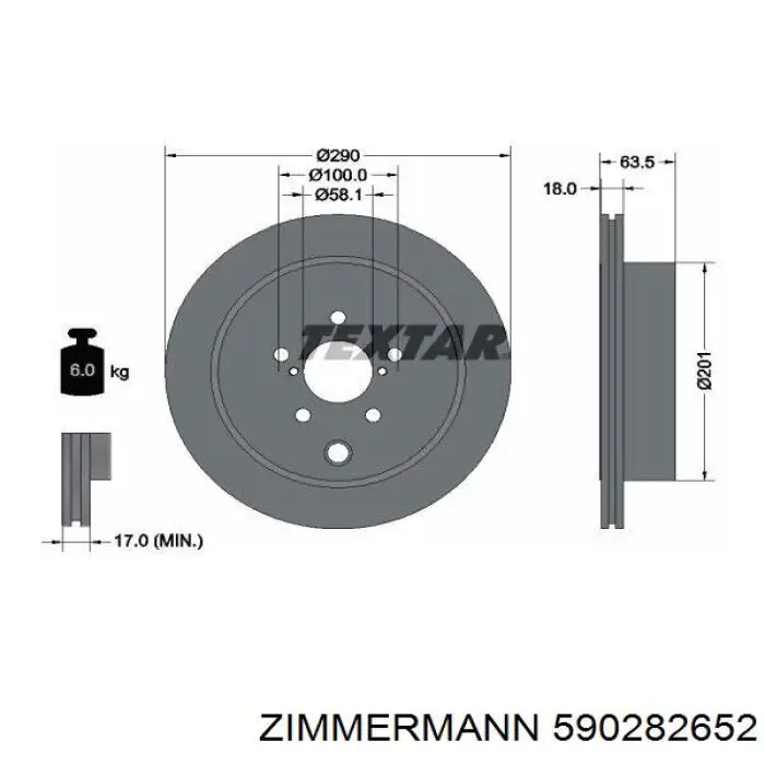 Disco de freno trasero Zimmermann 590282652 precio, desde 52,01 EUR