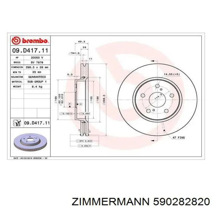 590282820 Zimmermann disco de freno delantero