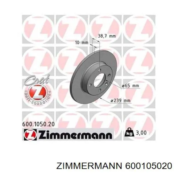 600105020 Zimmermann disco de freno delantero