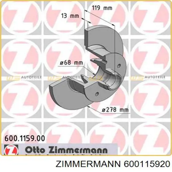 600.1159.20 Zimmermann freno de disco delantero