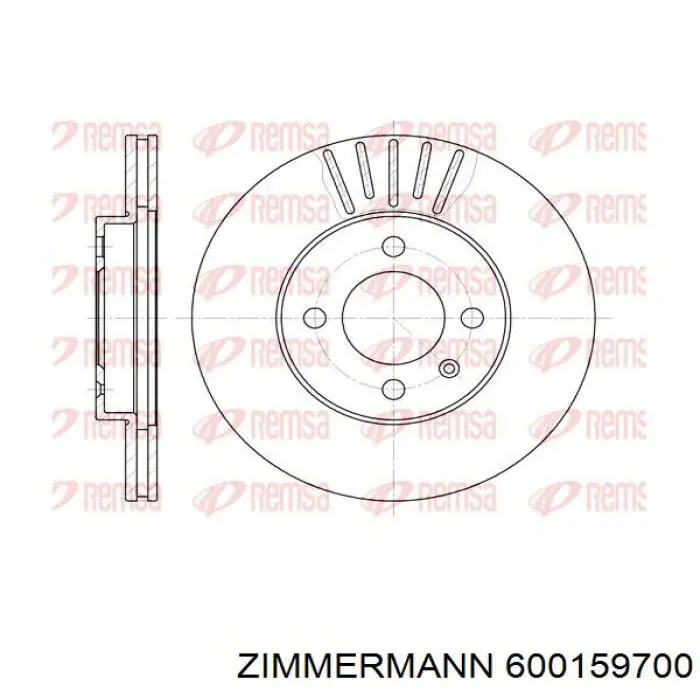 600159700 Zimmermann freno de disco delantero