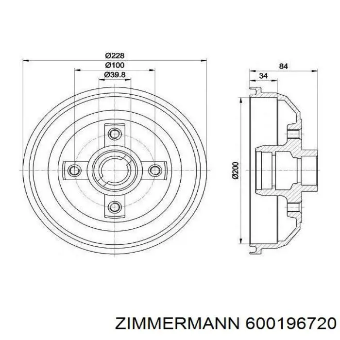 Comprar 600196720 Zimmermann Tambor de freno trasero