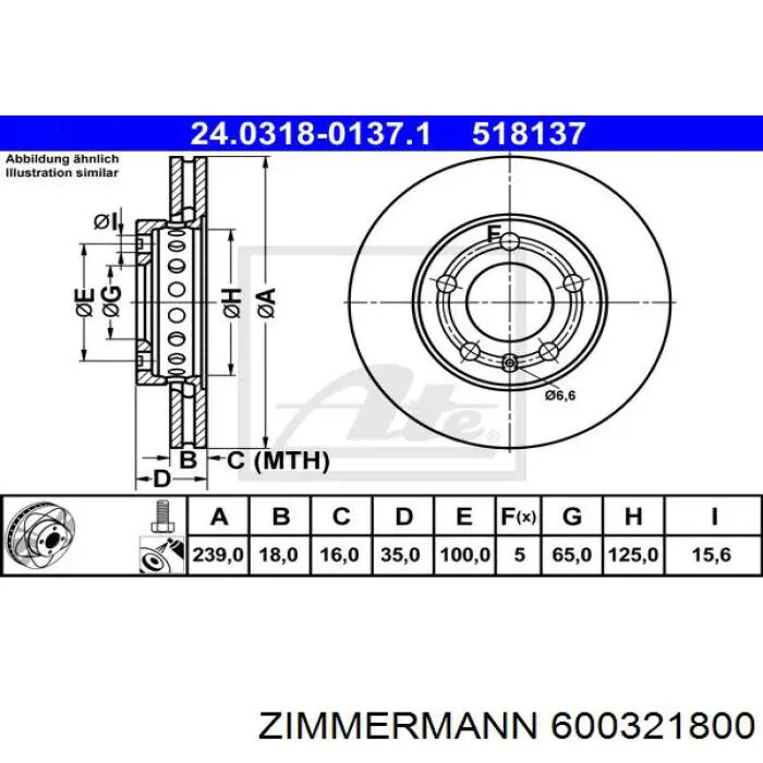 600321800 Zimmermann disco de freno delantero