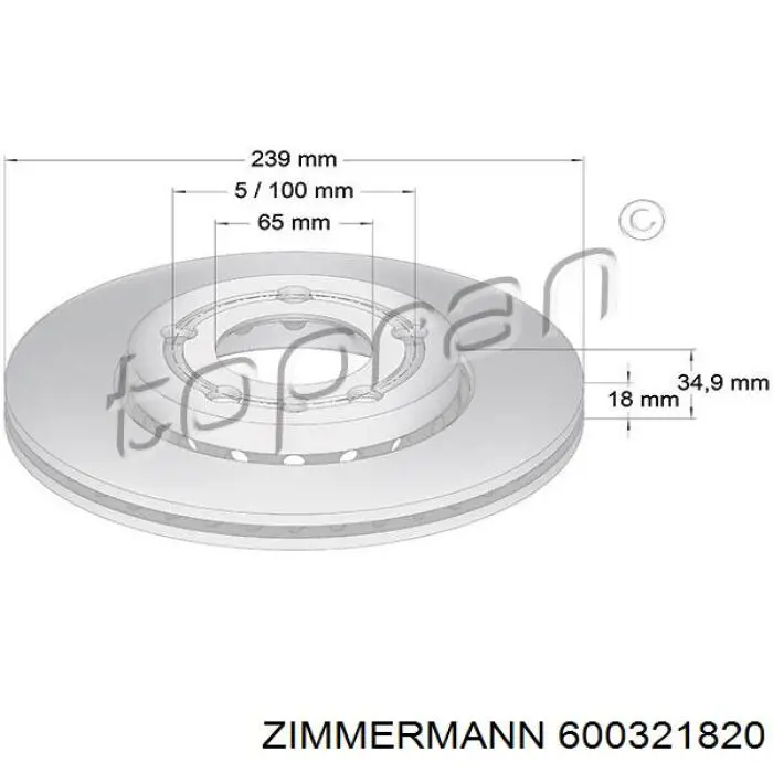 600321820 Zimmermann disco de freno delantero