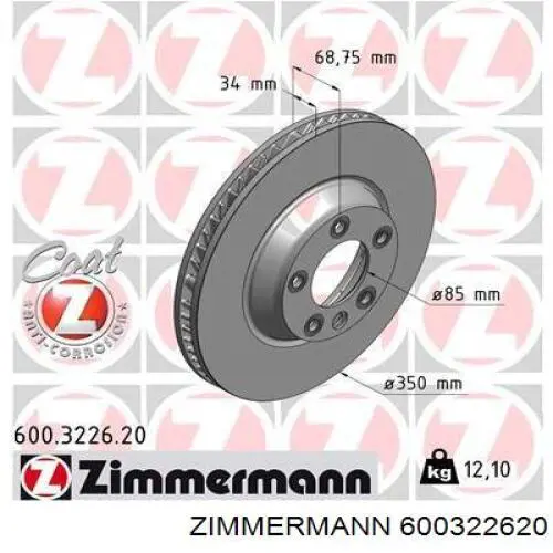 600.3226.20 Zimmermann freno de disco delantero