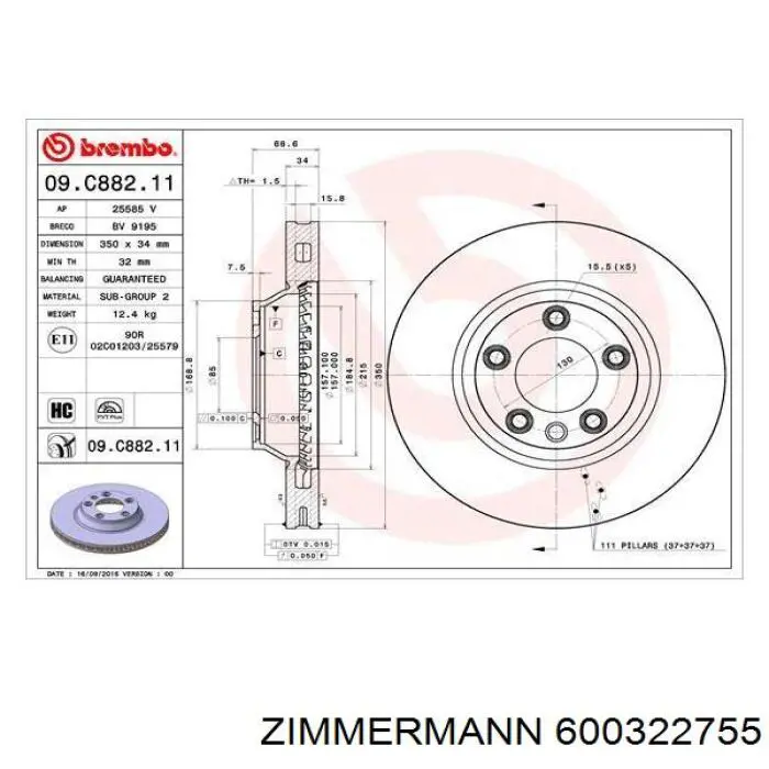 Disco de freno 600322755 Zimmermann