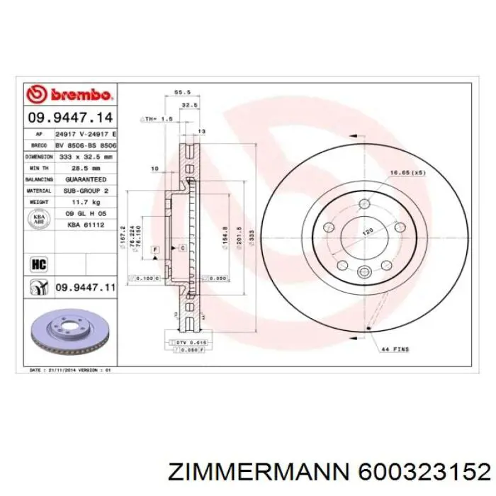 Frenos delanteros Zimmermann 600323152 precio, desde 90,10 EUR