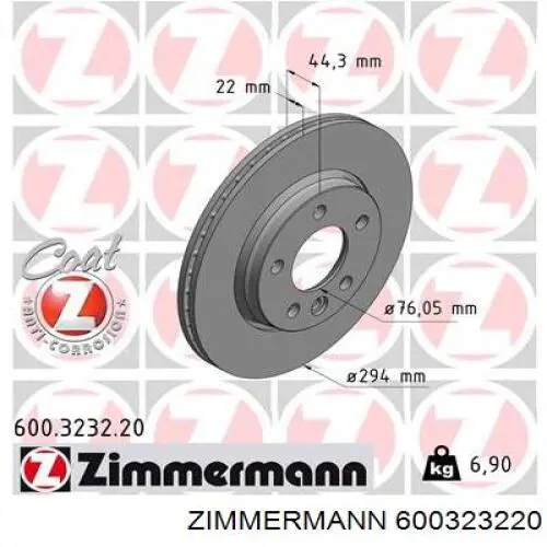 600323220 Zimmermann disco de freno trasero