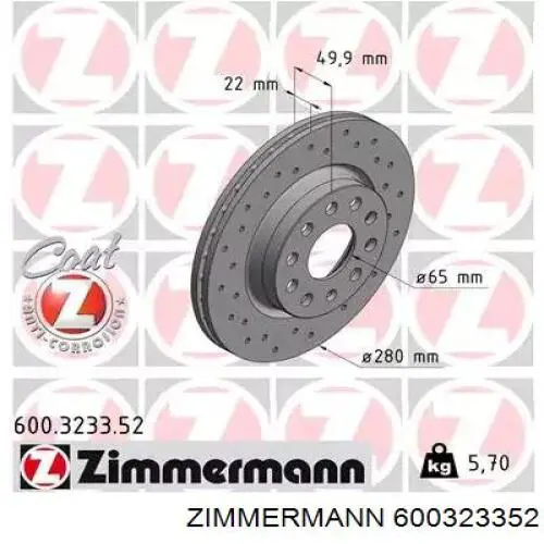 Frenos delanteros Zimmermann 600323352 precio, desde 30,92 EUR
