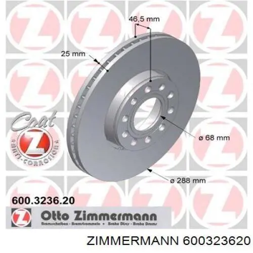 600323620 Zimmermann disco de freno delantero