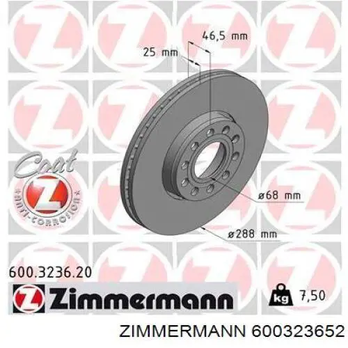 600323652 Zimmermann disco de freno delantero