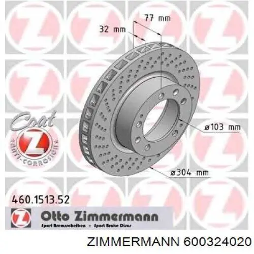 600324020 Zimmermann disco de freno trasero