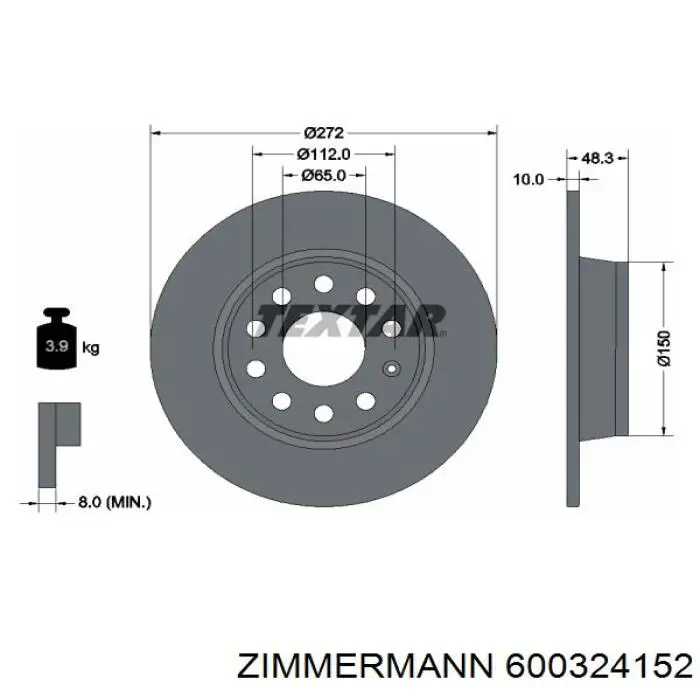600324152 Zimmermann Freno de disco trasero