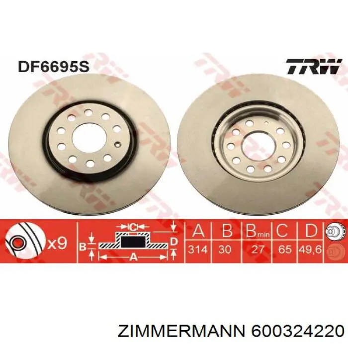 Disco de freno 600324220 Zimmermann