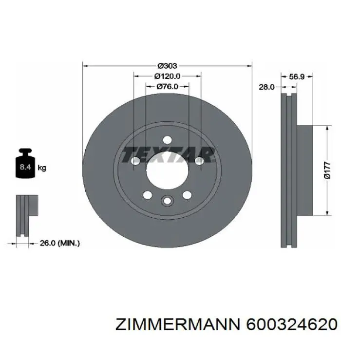 600324620 Zimmermann disco de freno delantero