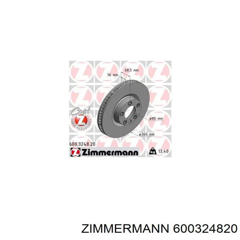 Disco de freno 600324820 Zimmermann