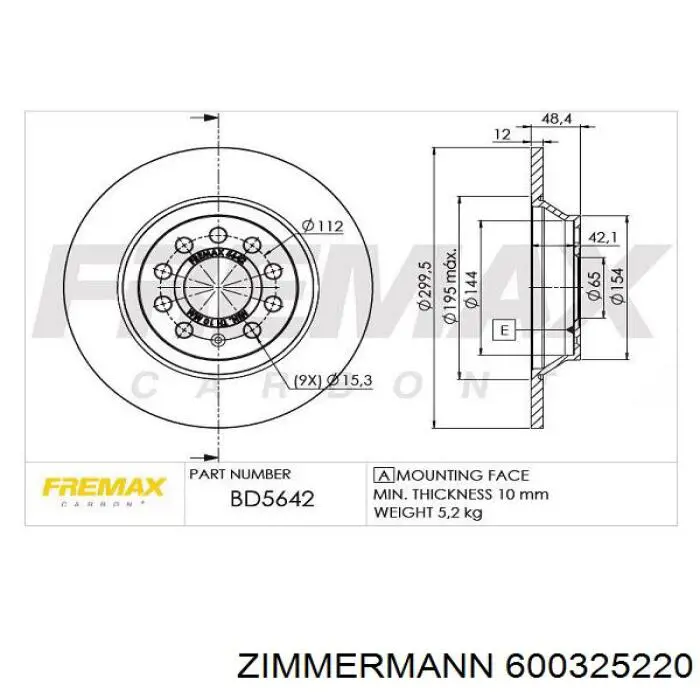 Comprar 600325220 Zimmermann Disco de freno trasero