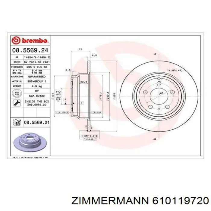 610 1197 20 Zimmermann disco de freno trasero