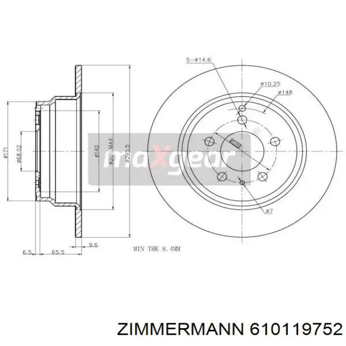 610119752 Zimmermann disco de freno trasero