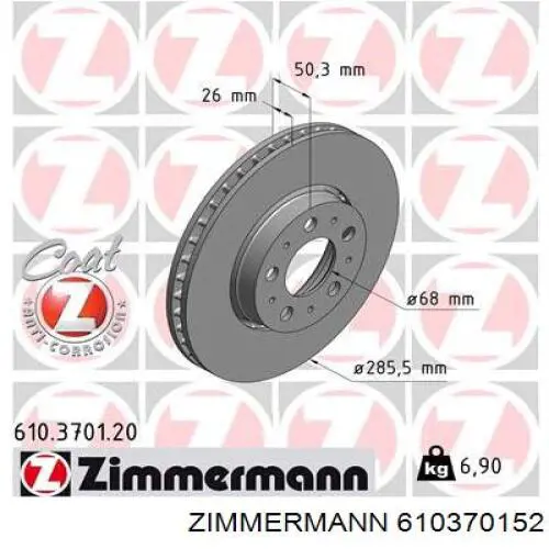 610370152 Zimmermann disco de freno delantero