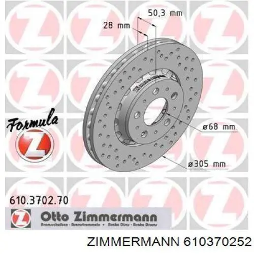 610.3702.52 Zimmermann disco de freno delantero