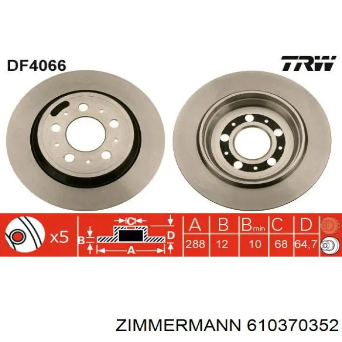 610370352 Zimmermann disco de freno trasero