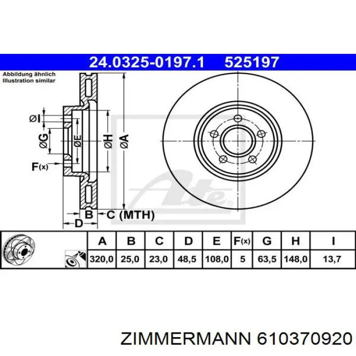 610370920 Zimmermann freno de disco delantero