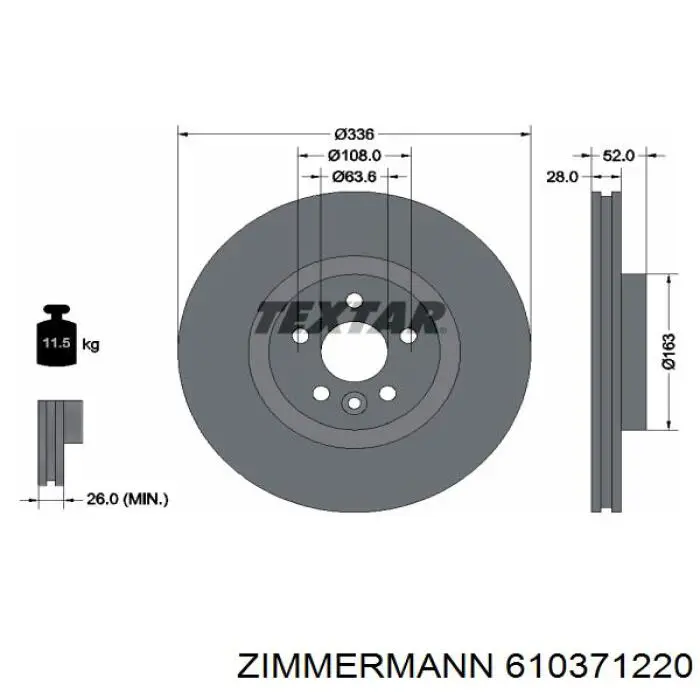 610371220 Zimmermann freno de disco delantero