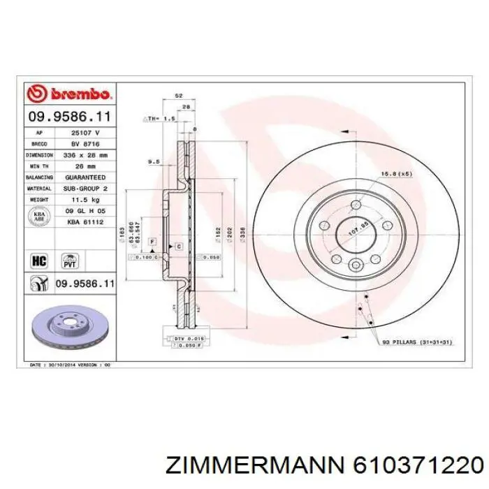 Comprar 610371220 Zimmermann Freno de disco delantero
