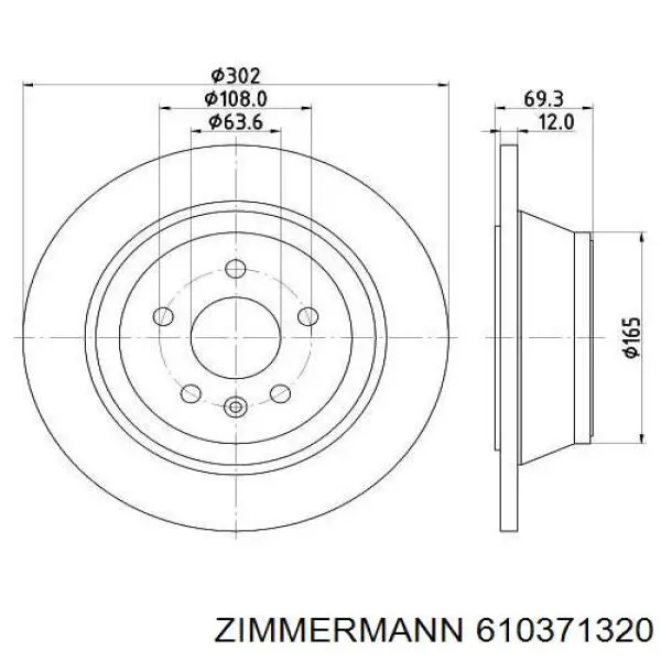 610371320 Zimmermann disco de freno trasero