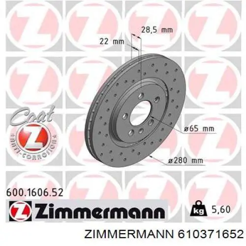 610371652 Zimmermann disco de freno delantero