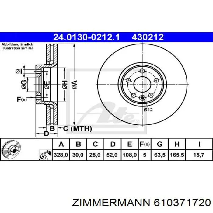 610371720 Zimmermann freno de disco delantero