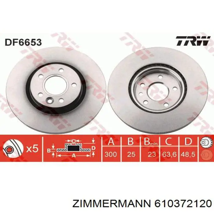 Freno de disco delantero Volvo V40 525, 526
