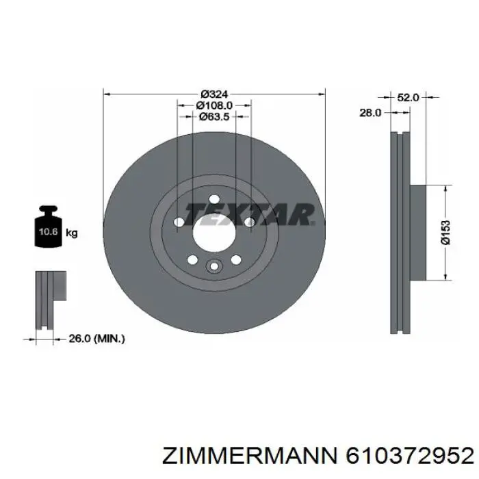 610.3729.52 Zimmermann freno de disco delantero