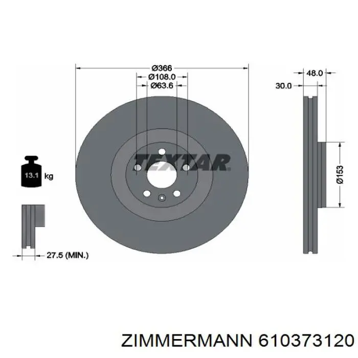 610373120 Zimmermann freno de disco delantero