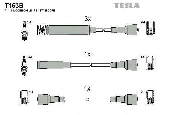 T163B Tesla cables de bujías