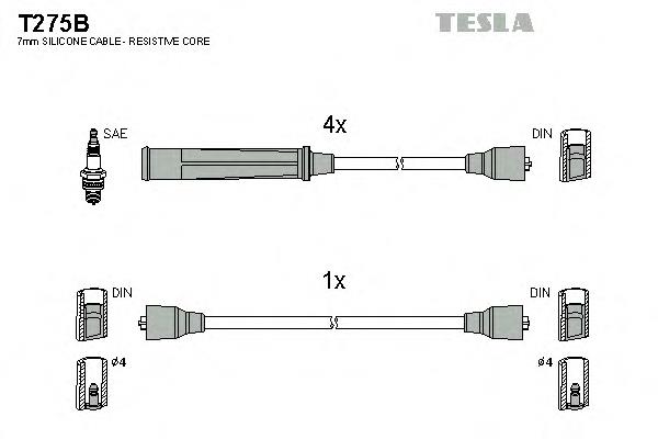 T275B Tesla cables de bujías
