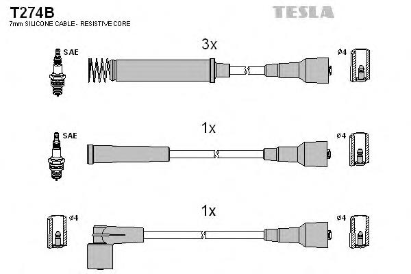 Juego de cables de encendido T274B Tesla