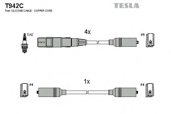 T942C Tesla juego de cables de encendido