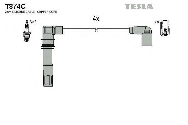 T874C Tesla juego de cables de encendido