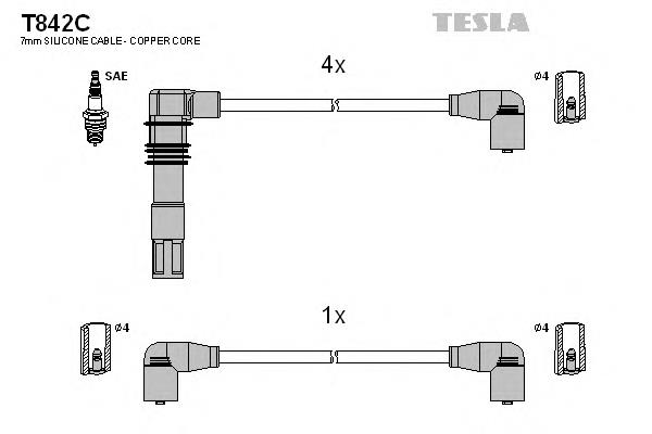 T842C Tesla juego de cables de encendido