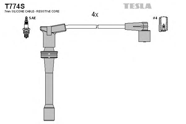 T774S Tesla cables de bujías