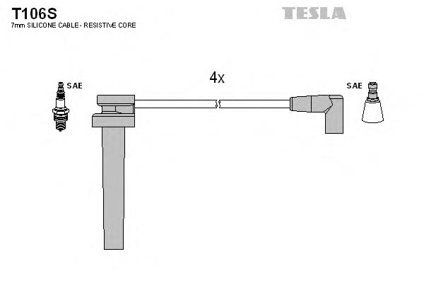 T106S Tesla juego de cables de encendido