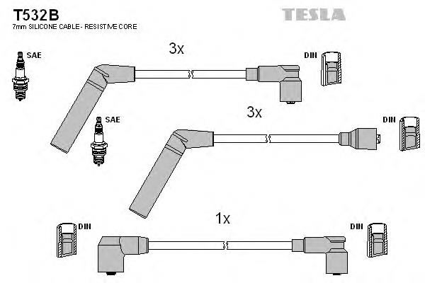 T532B Tesla juego de cables de encendido