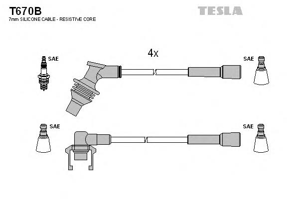 T670B Tesla juego de cables de encendido