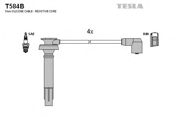 T584B Tesla cables de bujías