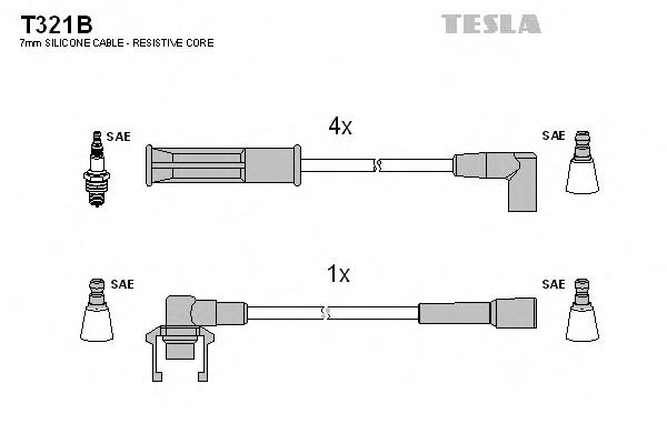 T321B Tesla cables de bujías